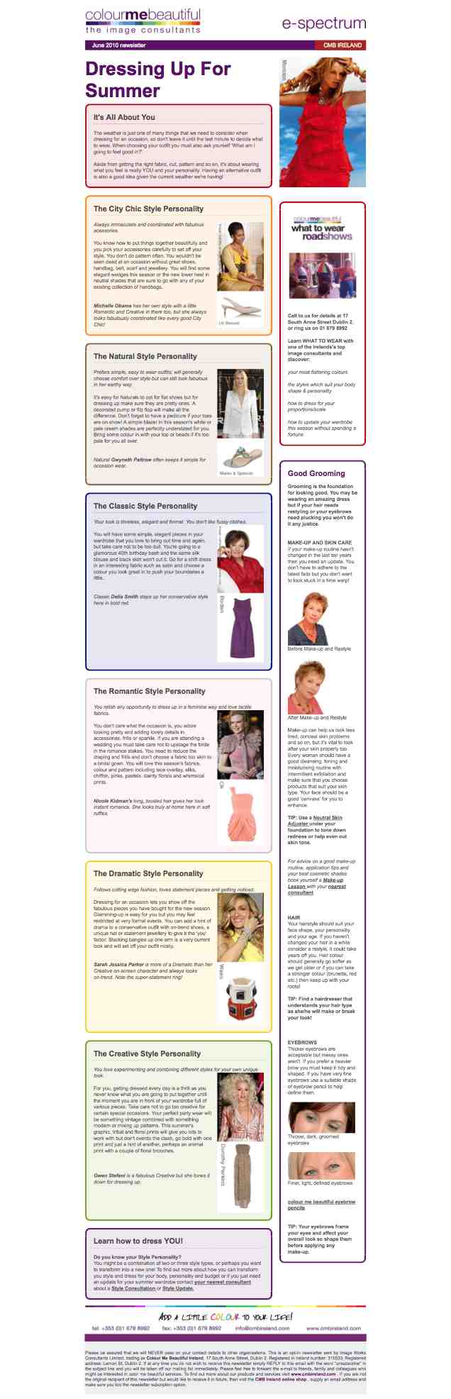 Monthly Newsletters from Colour Me Beautiful Ireland